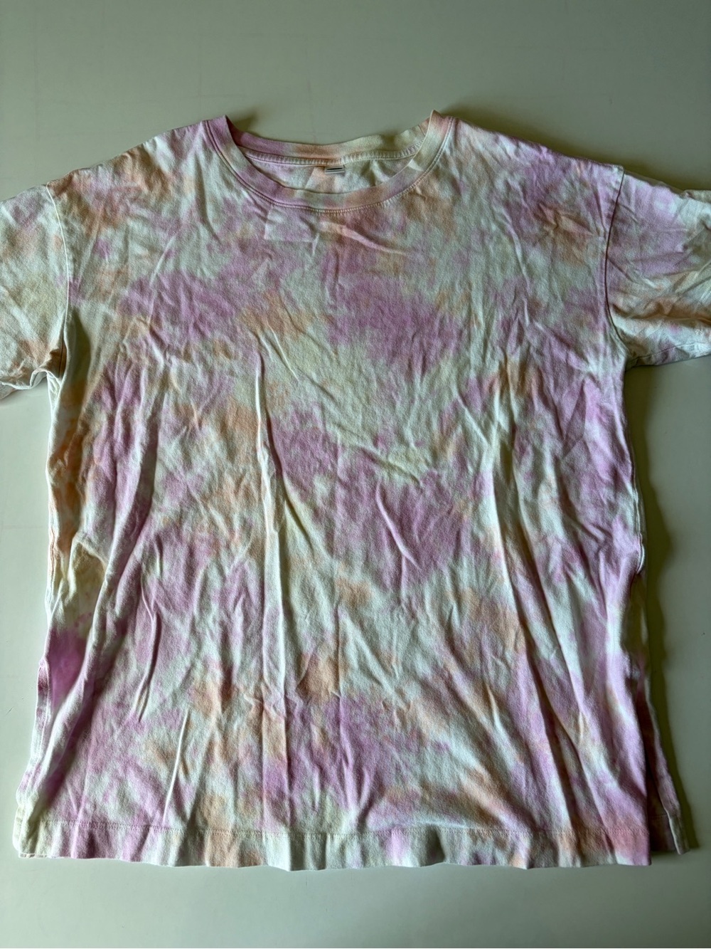 Old Navy Pink Oversized Tie Dye T-Shirt Womens Large Tunic Tee Side Slit